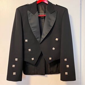 Prince Charlie Kilt Jacket Satin Silver Buttons Scottish Wedding Barathea